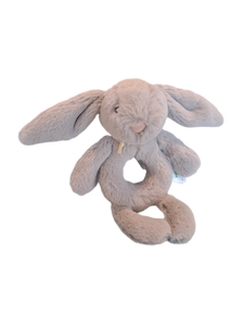 Bashful Grey Bunny Ring Rattle