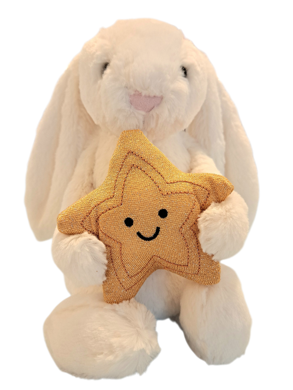 Jellycat - Cream Bunny With Star – Secret Garden Toys